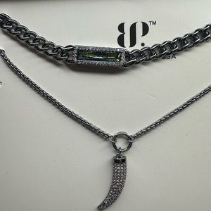 Luxe Layer, lab created blue green rainbow cubic zirconia with hematite plating